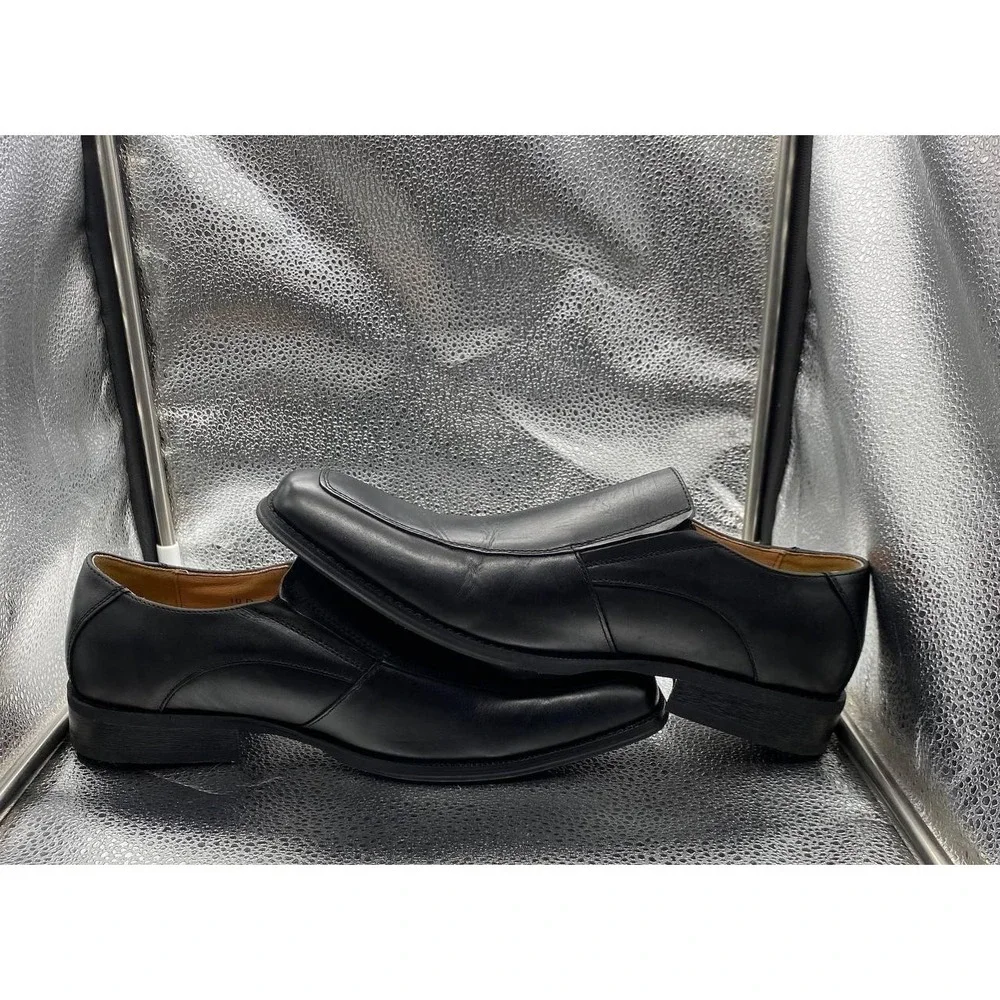 Joseph Abboud Dominic Venetian Loafer Shoes Mens 10 Black Leather Square Toe